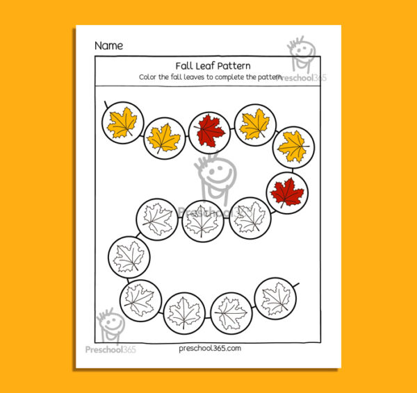 Fall leaf pattern activity for 4 year olds