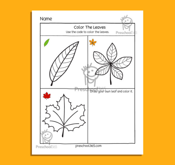 Daw a fall leaf activity sheet