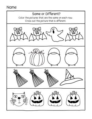 preschool Halloween worksheets and printables