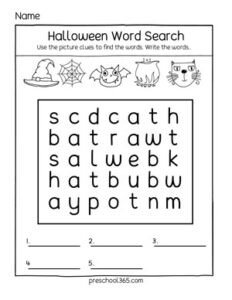 Free Halloween Theme activities for preschool homeschool kids