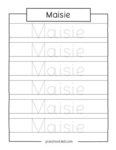 Free name tracing sheet Maisie