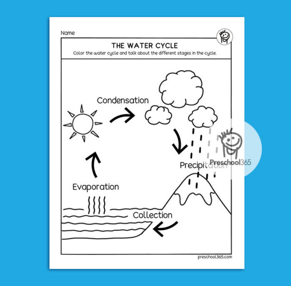 The water cycle activity poster for kindergarten