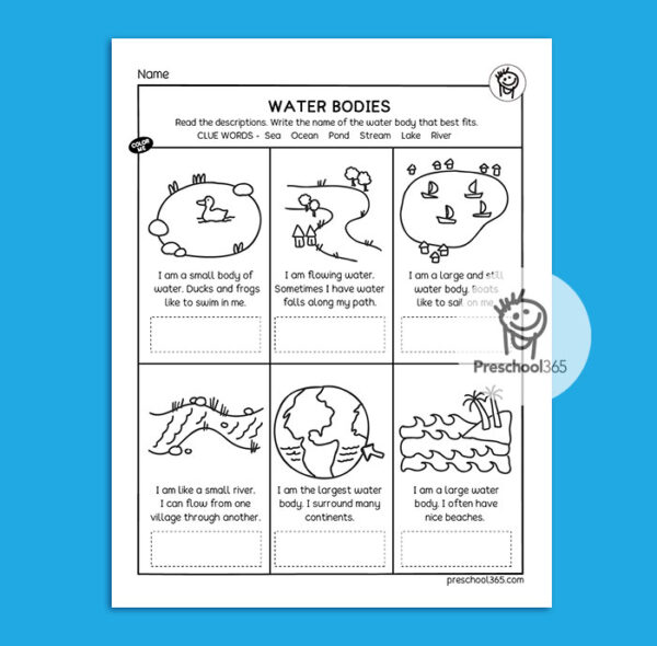 Kindergarten water science activity worksheet