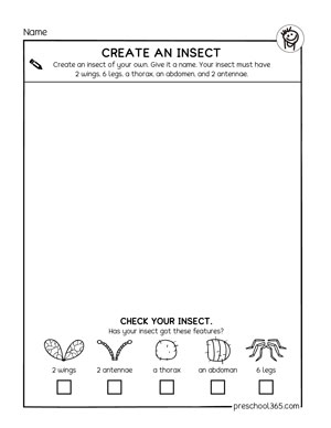 Make an insect kindergarten worksheet