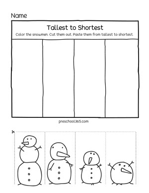 Free winter activity worksheet for preschool homeschool