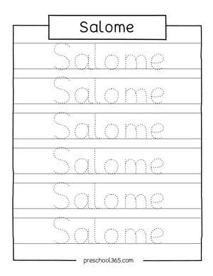 Salome name tracing sheet