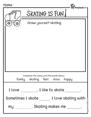 Free skating drawing activity for kindergarten