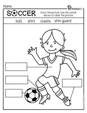 Kids soccer worksheet