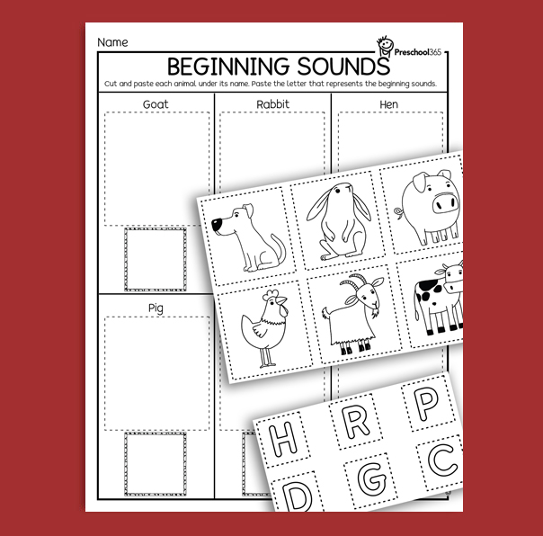 Free preschool activity on Animal farms