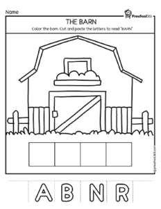 Big red barn coloring activity worksheet for children