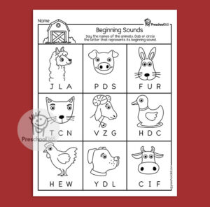 Animal farm picture worksheet for children