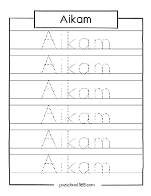 Free name tracing sheets for toddlers