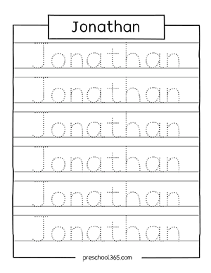 Free name tracing sheets for preschool children