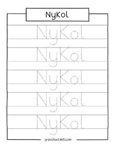 Free name tracing sheets for preschool homeschool