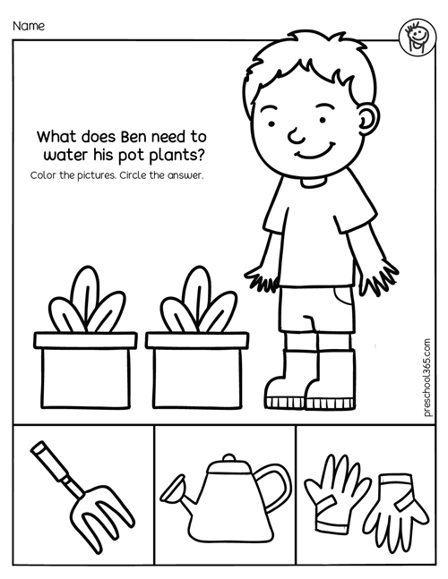 Garden tools learning material for children