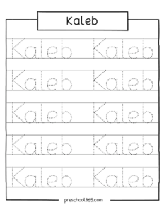 Free preK name tracing activity kaleb