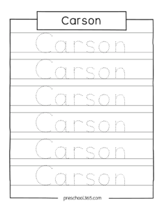 Quality name tracing activity for preschool homeschool