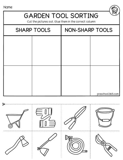 Quality garden tools activity printables for homeschool children