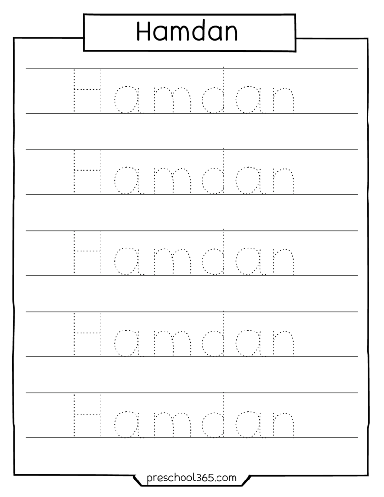 Free name tracing sheets
