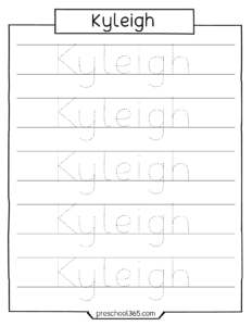 Free preschool name tracing worksheet