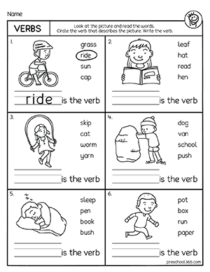 action verbs worksheet