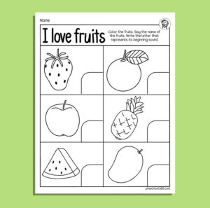 Fruits beginning sounds activity