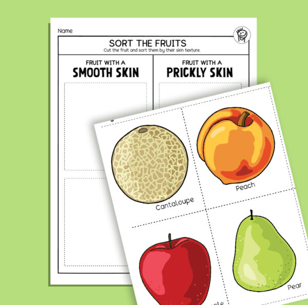 Fruits with fuzzy skin preschool worksheet