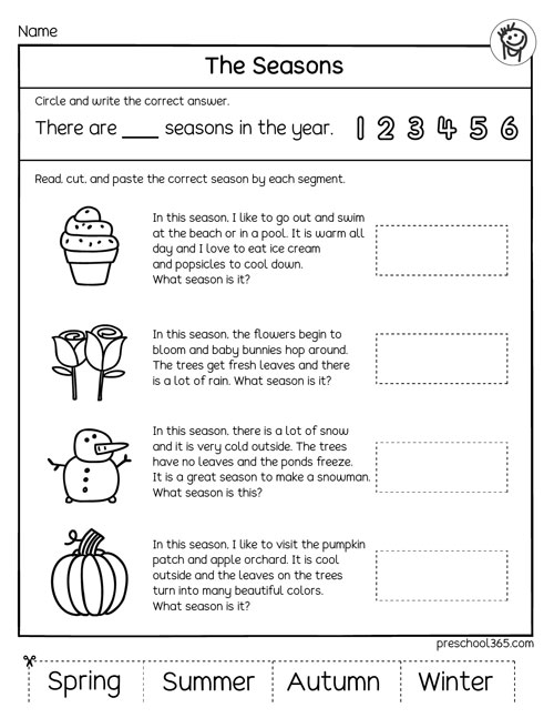 Spring summer fall and winter seasons activity printables for homeschools