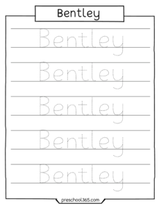 Free name tracing sheet Bentley