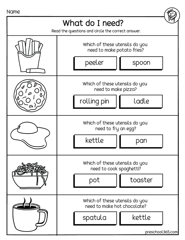 Uses of kitchen utensils for kindergarten kids