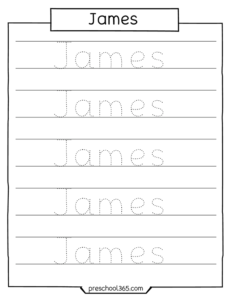 free-preschool-name-traing-worksheet-james-t | Preschool365