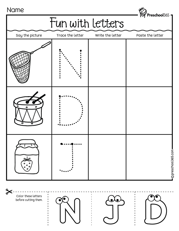 Fun with letters preschool activity