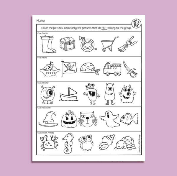 Free Belong Activity sheet for kindergarten