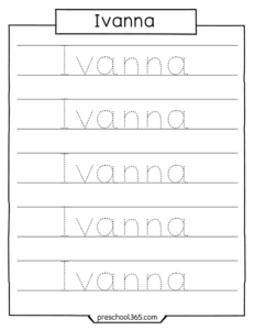 Free name tracing sheet ivanna