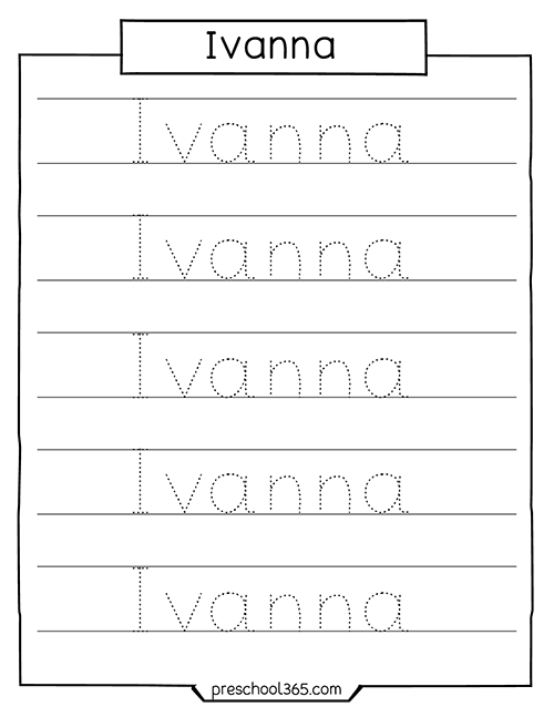 Free name tracing sheet ivanna