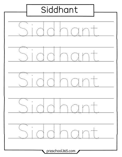 Free name tracing sheet siddhant