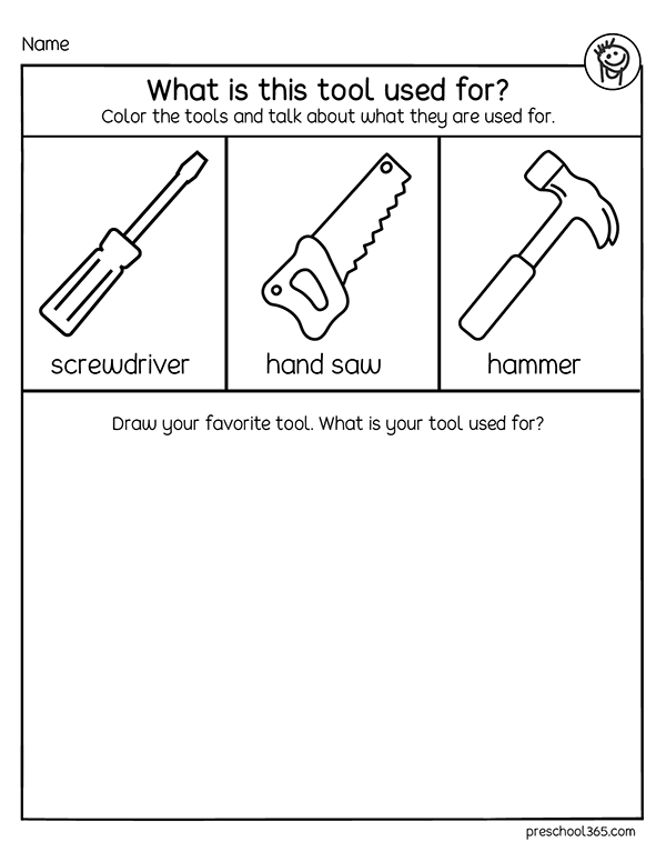 Draw your favorite tool childrens activity sheet