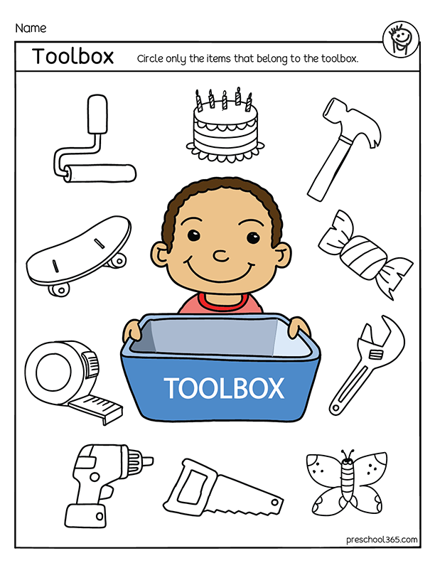 What belongs in a toolbox preschool activity