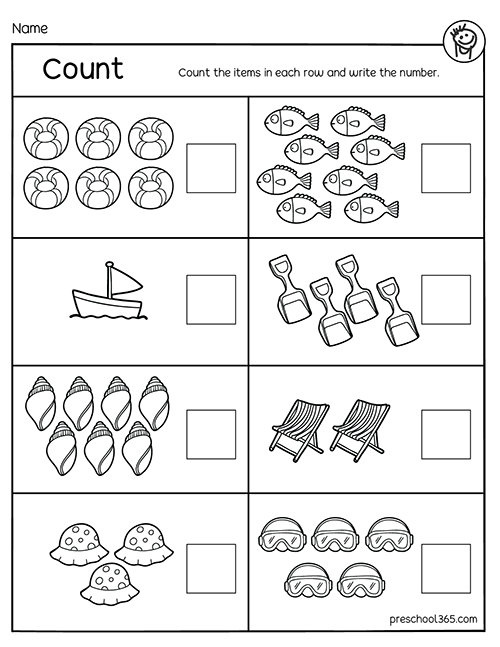 Free beach activity sheets for kids