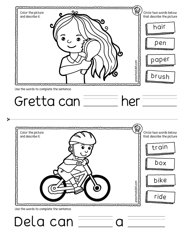 Free picture reading activity for kids