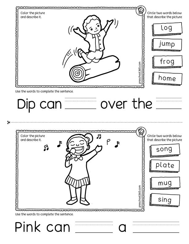 Picture Read and write activity for kids