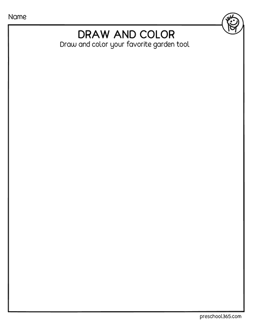 Draw a garden tool activity sheet