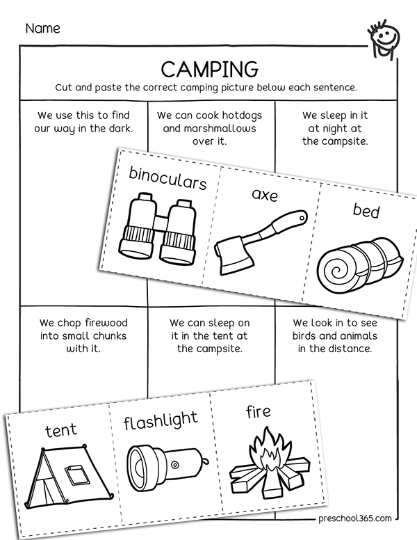 Free Camping theme activities for kids