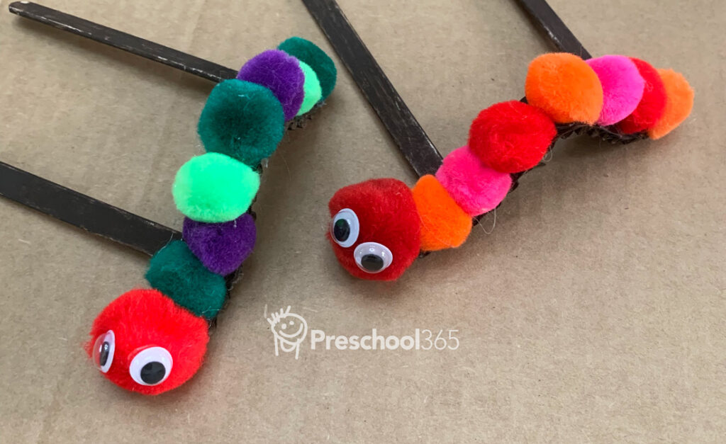 Easy pompom caterpillar craft activity for kids