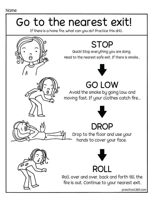Stop Drop and Roll Kids activity
