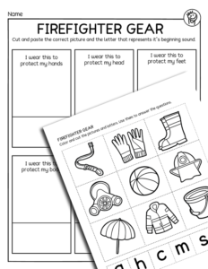 Firefighter gear activities for preschool kids