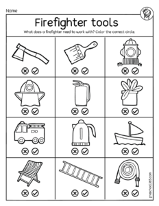 Firefighter tools preschool activities