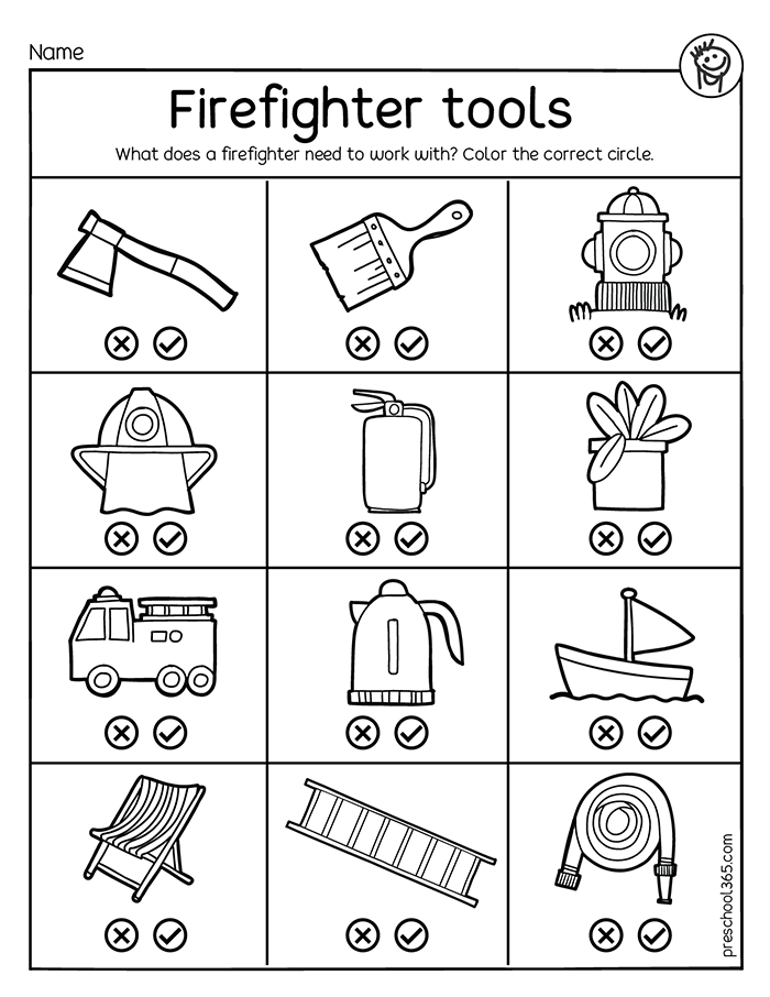 Firefighter tools preschool activities