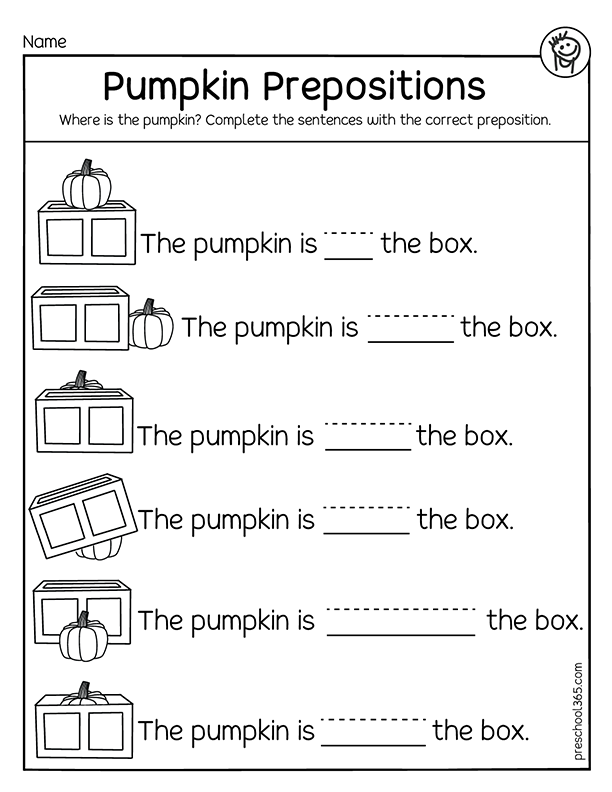 Pumpkin prepositions for kidren