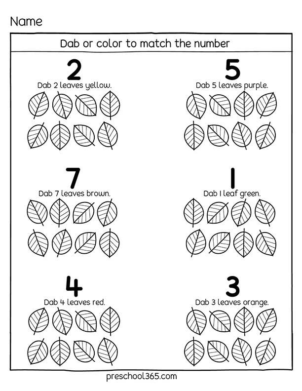 Fall leaves counting activity